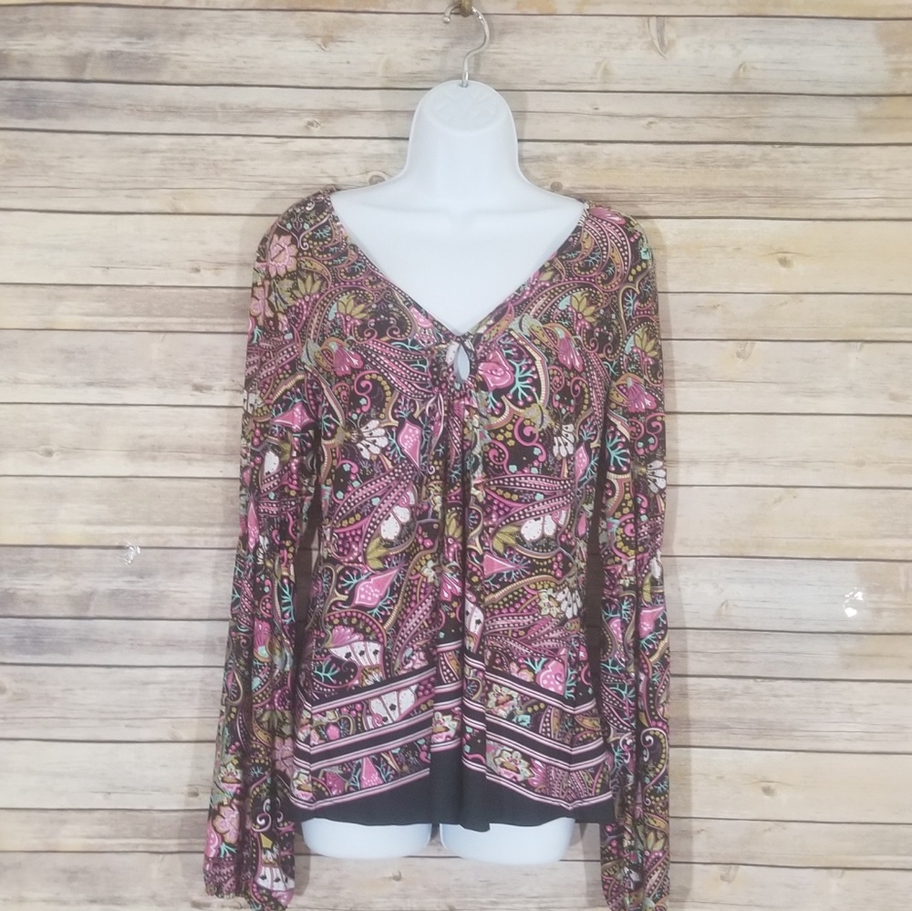 Multicolored Paisley Top Size L by Katherine of NY